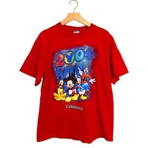Disney California T Shirt Mens Size Large 2004 Red Short Sleeve Cotton Vtg Tee